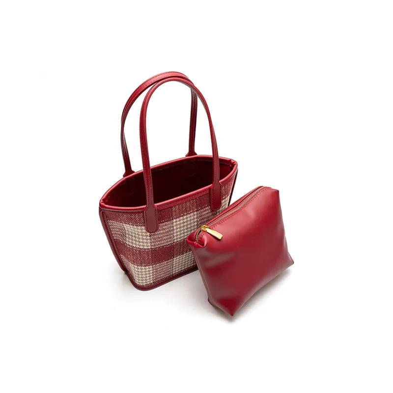 Vigno Synthetic Leather Bucket Bag, Handbag, Shoulder Bag Regular Women's White/Red-17