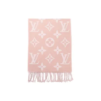 LOUIS VUITTON Wool Knit Scarves Unisex Dried Rose Color