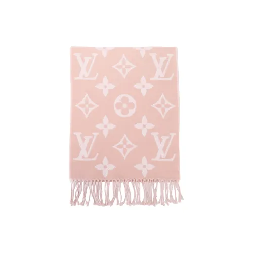 LOUIS VUITTON Wool Knit Scarves Unisex Dried Rose Color