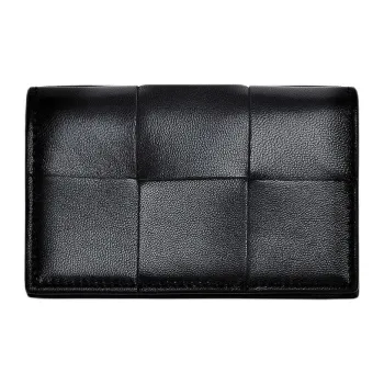 Bottega Veneta Business Card Case Intreccio Black