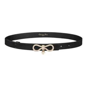 DIOR Resin, Faux Crystal Leather Belts Women's Black 1.8CM