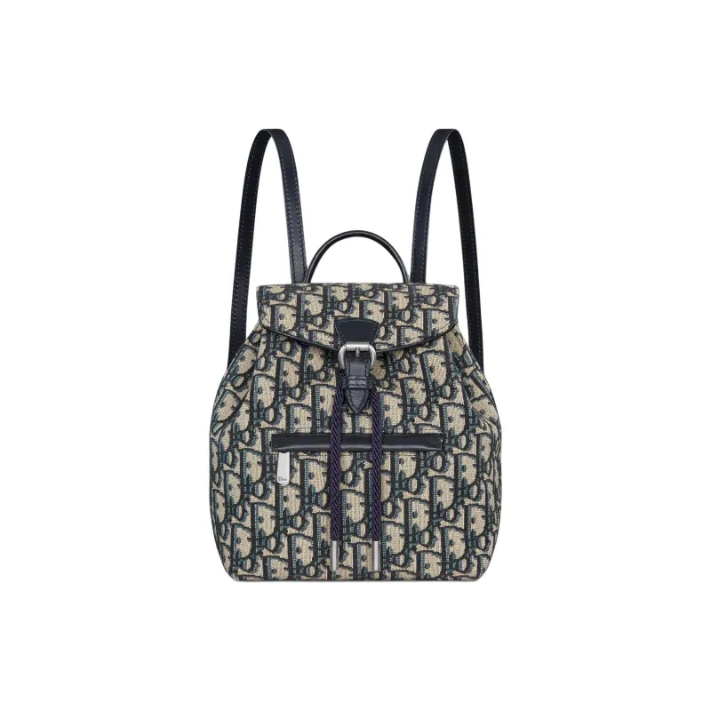 DIOR Cotton Backpack Women's Beige & Blue-0