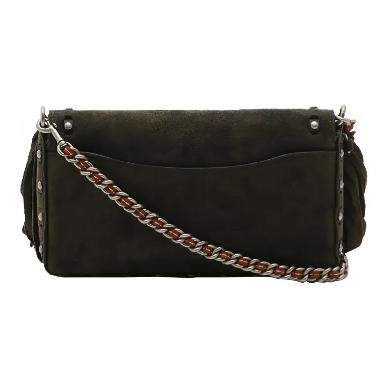 COACH Dinky Suede Crossbody Bag Shoulder Bag Small Size Women's Green-2