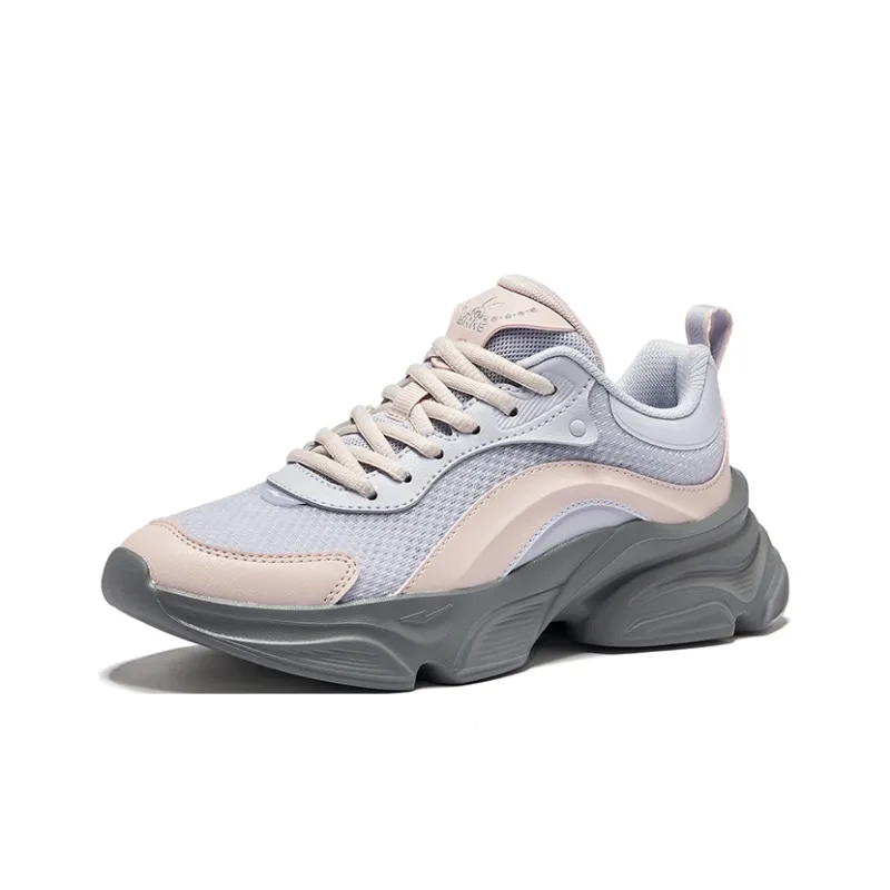 Erke Jade Rabbit Lite Height Increasing Slip-Resistant Low-Top Casual Shoes Women's Smoky Purple With Daylily Gray-2