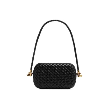 Bottega Veneta KNOT Sheepskin Evening Bag, Portable Crossbody Bag, Shoulder Bag Women's Black