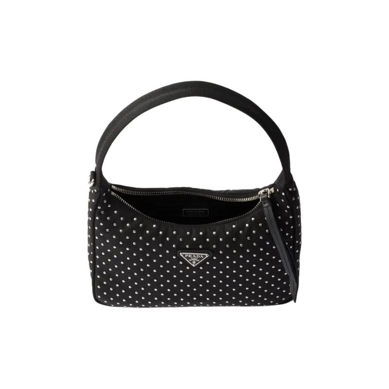 PRADA Recycled Nylon Handbag Shoulder Bag Mini Women's Black-4
