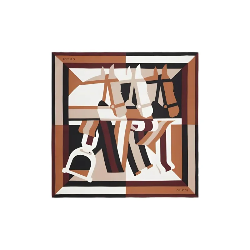 GUCCI Silk Silk Scarves Women's Black Brown-0