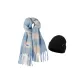 Blue Scarf+Black Beanie