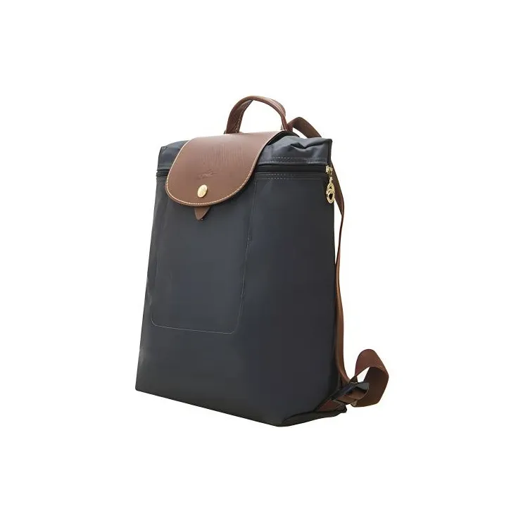 LONGCHAMP Le Pliage Fabric With Cow Leather Handbag Women's Metal Gray-3