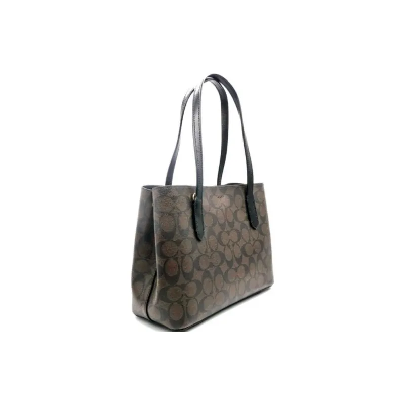 COACH Avenue Leather Tote Bag Shopping Bag Shoulder Bag Handbag Large Size Women's Dark Brown & Black-1