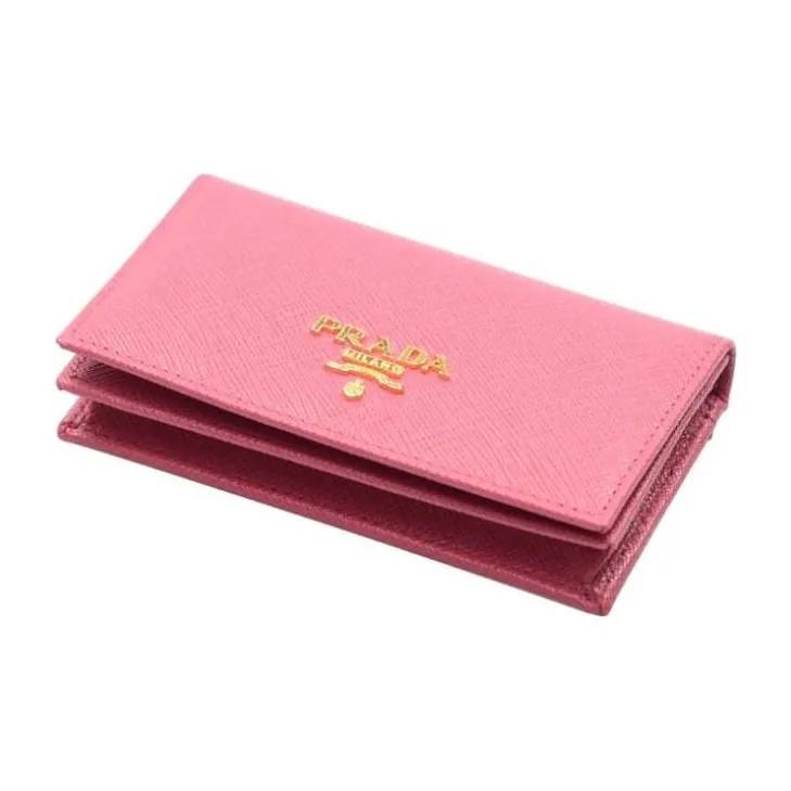 PRADA Saffiano Leather Card Holder Women's Pink Peony-3
