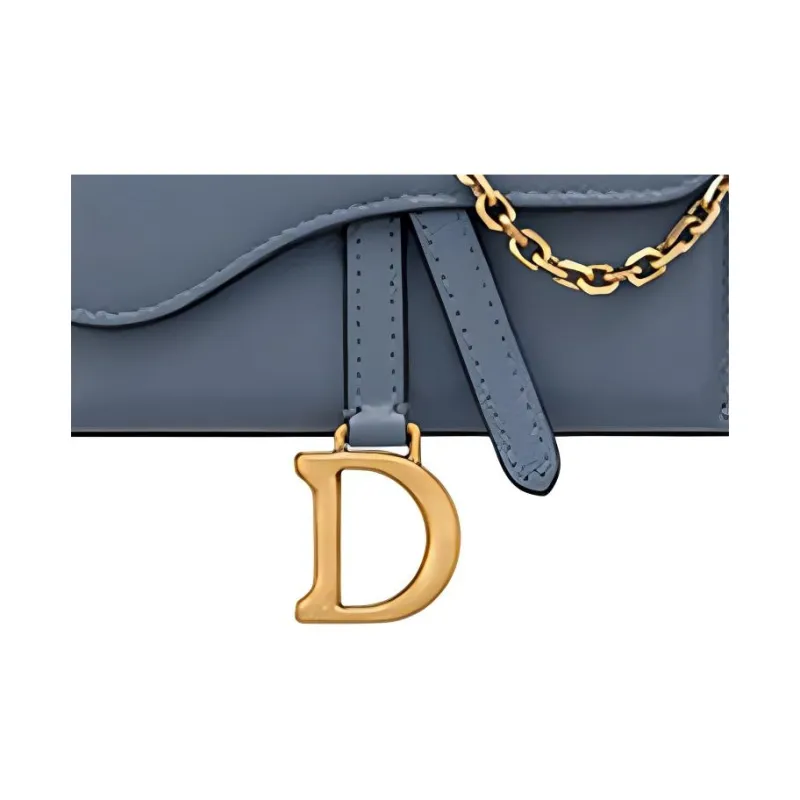DIOR Saddle Sheepskin Saddle Bag Crossbody Shoulder Bag Women's Blue-4