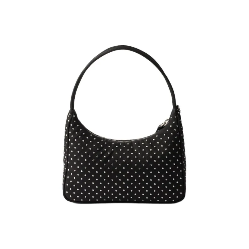PRADA Recycled Nylon Handbag Shoulder Bag Mini Women's Black-3