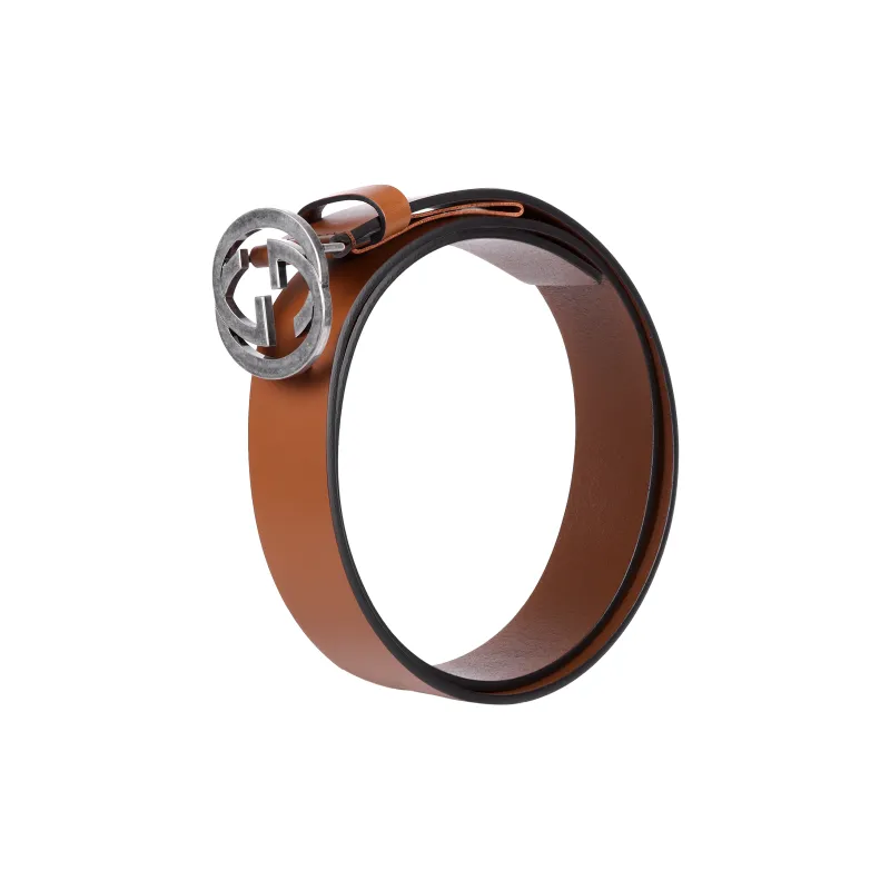 GUCCI Men's GG Logo Buckle Belt Brown/3.5cm - POIZON
