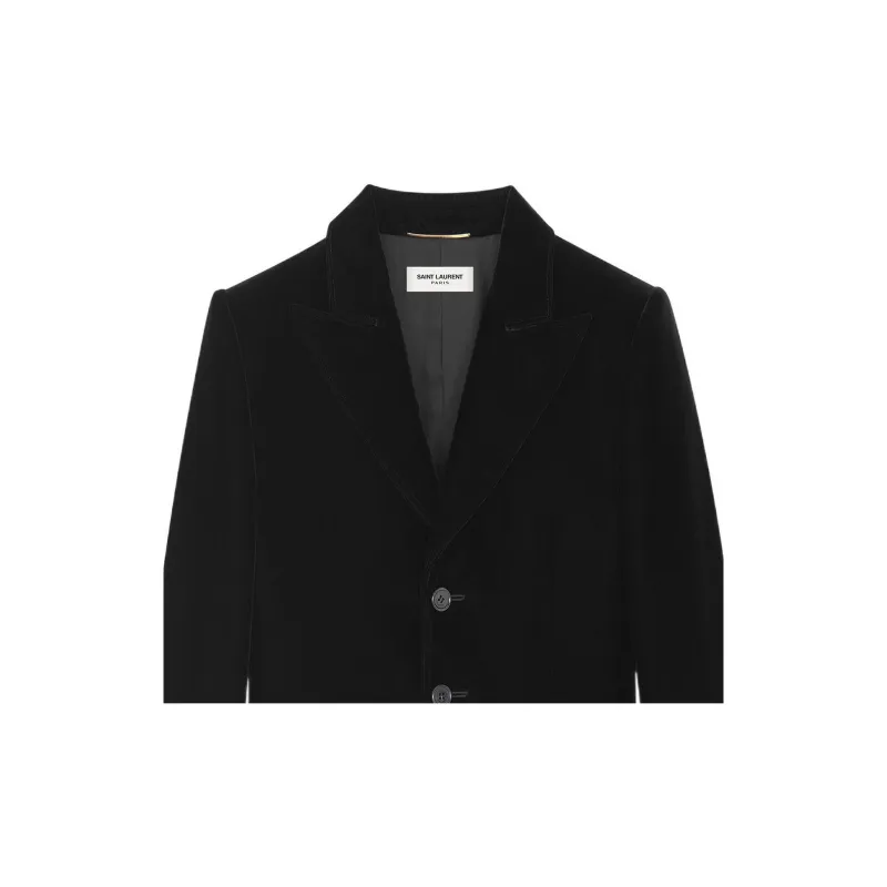 SAINT LAURENT Single-Breasted Tailored Velvet Jacket-3