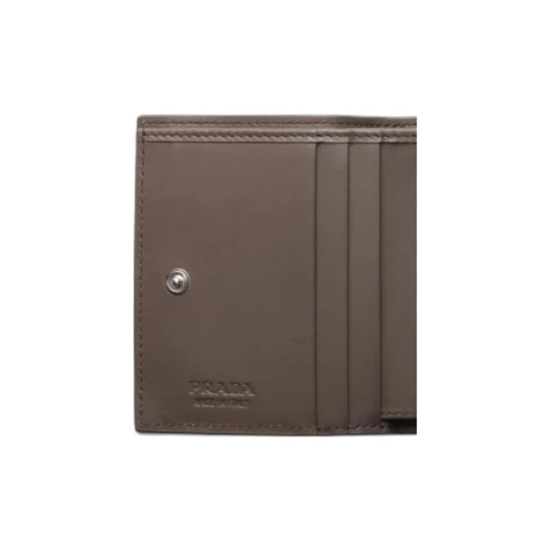 PRADA Leather Wallet Women's Gray Brown-4