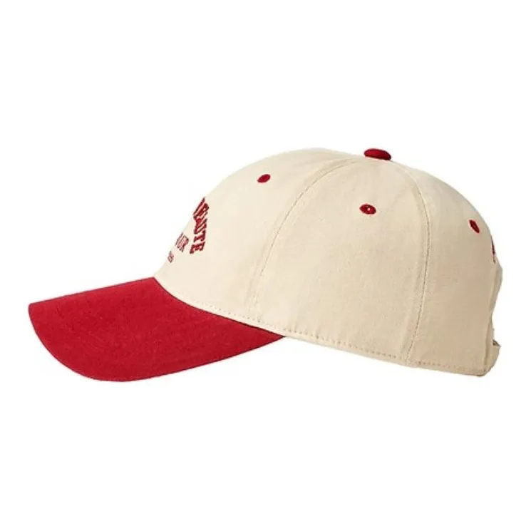 GRAIN DE BEAUTE Cotton Fabric Baseball Caps Unisex Beige/Red-3