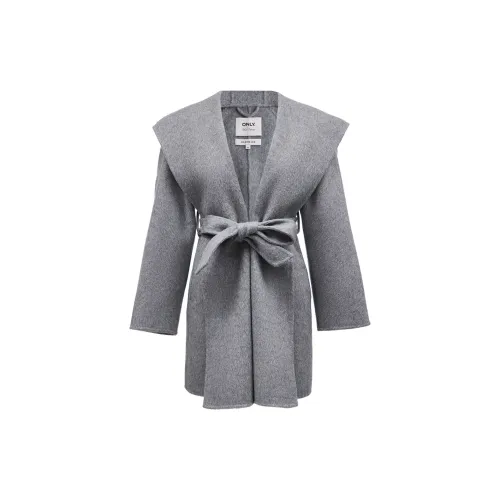 ONLY Coats Women's H0Z Lime Gray Heather Gray Tweed