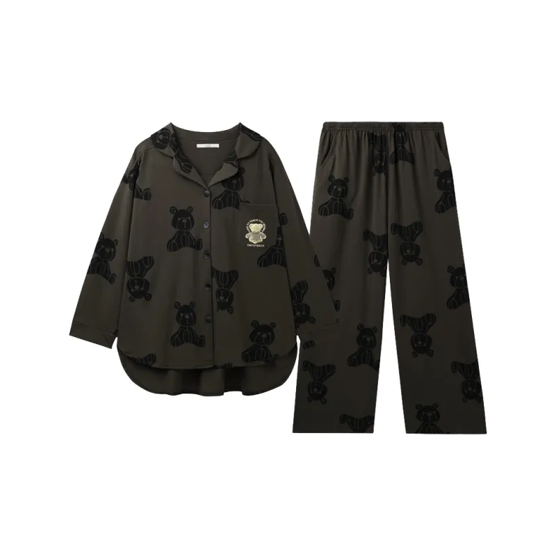 XIAFENYAN Pajama Set Women's Brown-0