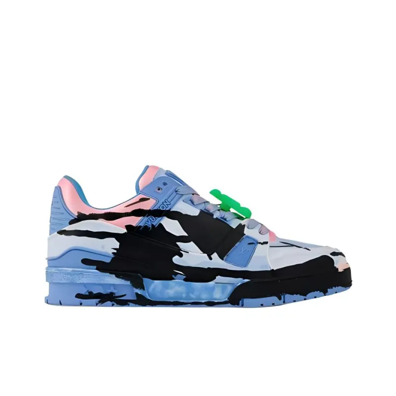 LOUIS VUITTON Trainer Low Top Skateboard Shoes Unisex Blue Pink-1