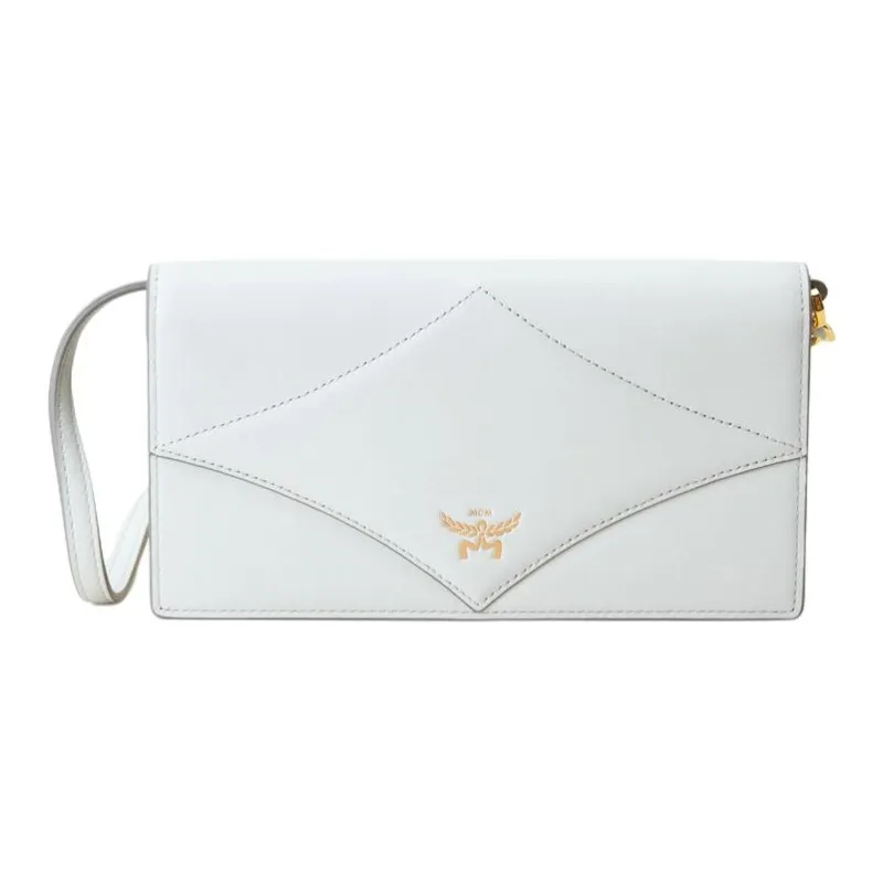 MCM Nappa Leather Small Square Bag Clutch Unisex Silver-1