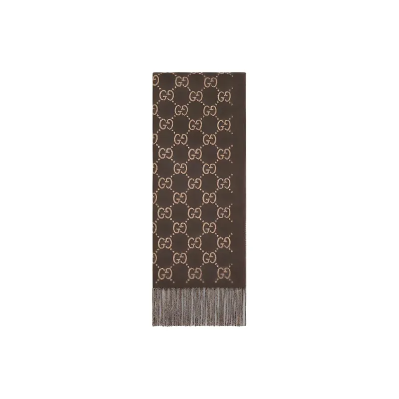 GUCCI Monogrammed Fringed Scarf-1