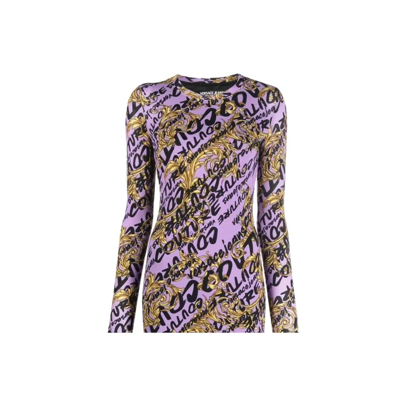 VERSACE Barocco Logo print Midi Dress-4