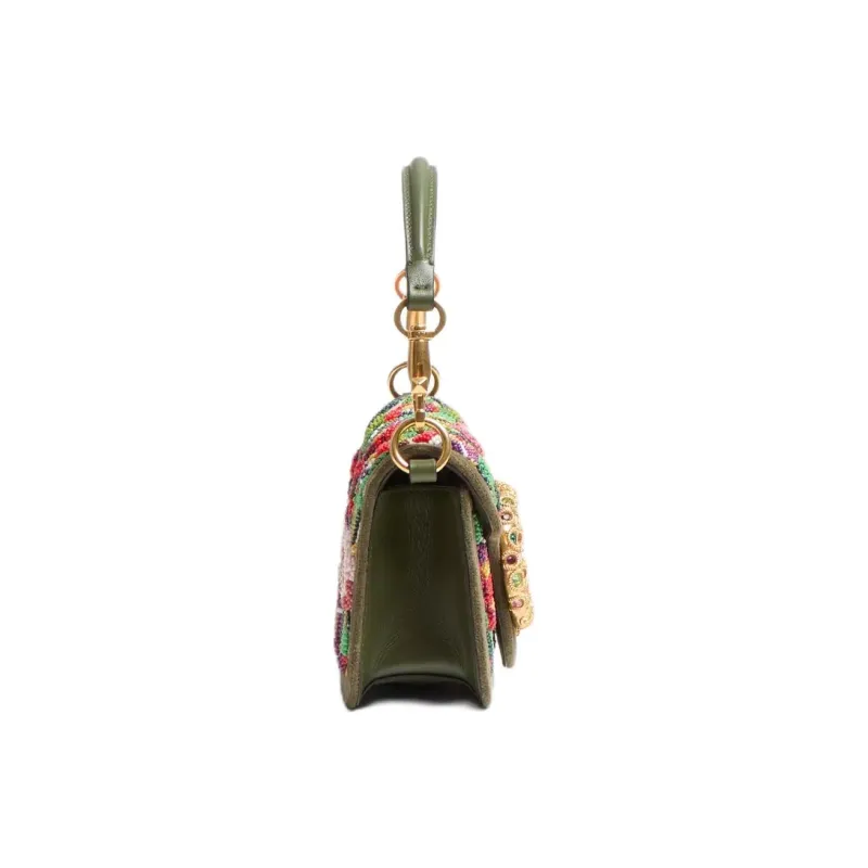 Valentino Linen Crossbody One Shoulder Handbags Small Size Women's Natural Multicolor-2