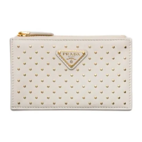PRADA Leather Card Holder Women's White