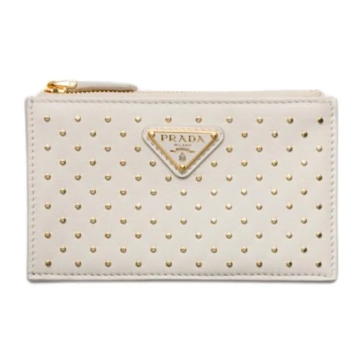 PRADA Leather Card Holder Women's White-0