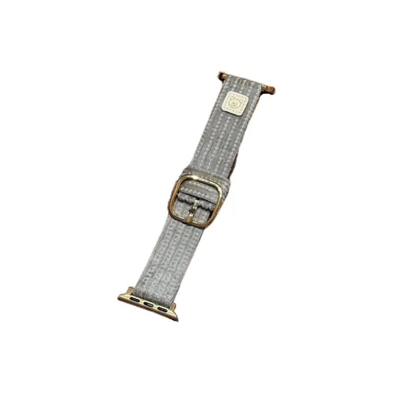Warbler Dew Compatible With Apple Watch Apple Watch Band S9/S8/SE/7/6/5/4/3 Apple Bear Corduroy Leather Strap-10