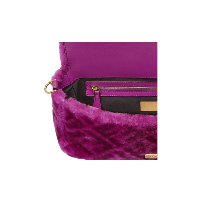 FENDI SKIMS Collaboration Baguette Sheepskin Shoulder Bag Crossbody Bag Handbag Medium Size Women's Purple-4