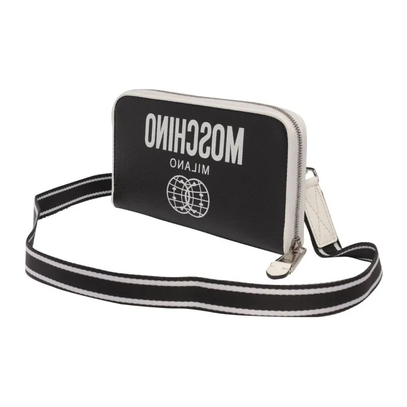 MOSCHINO Calfskin Shoulder Bag Crossbody Bag Wallets Men's Black-3