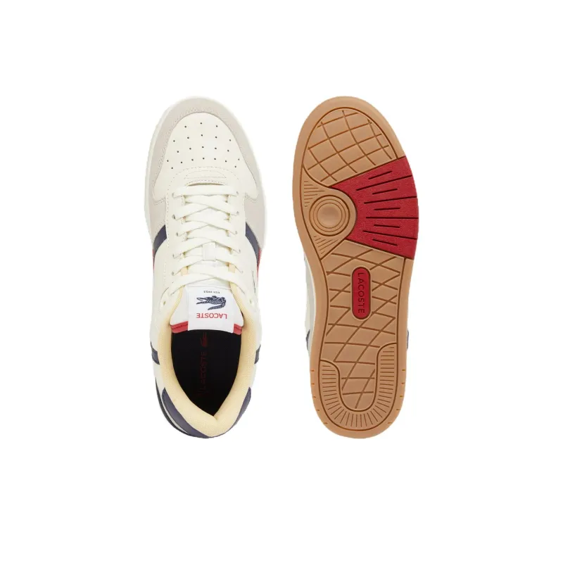 LACOSTE T Clip Low Top Skateboard Shoes Men's Beige Blue Red-4