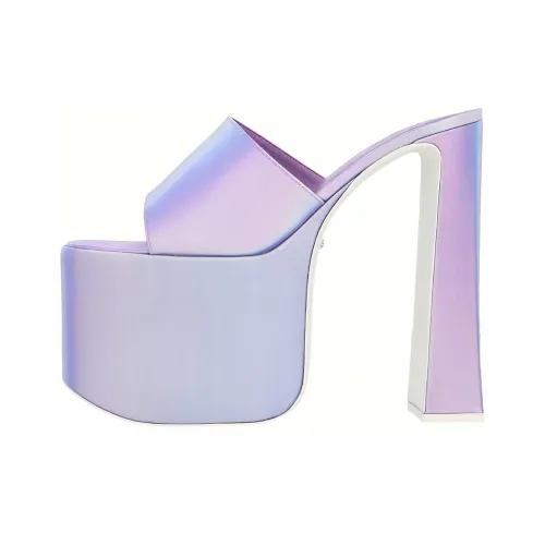 Black Leather Platform Slides
