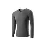 Crew Neck Unlined Clothing (Downpour Gray) Deer Velvet Heat/Seamless Antibacterial