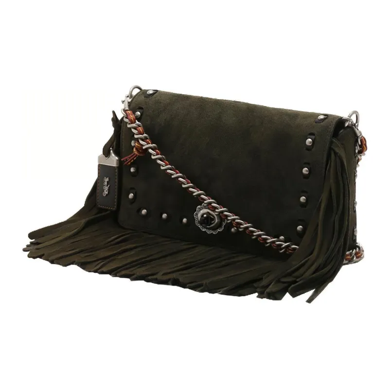 COACH Dinky Suede Crossbody Bag Shoulder Bag Small Size Women's Green-1