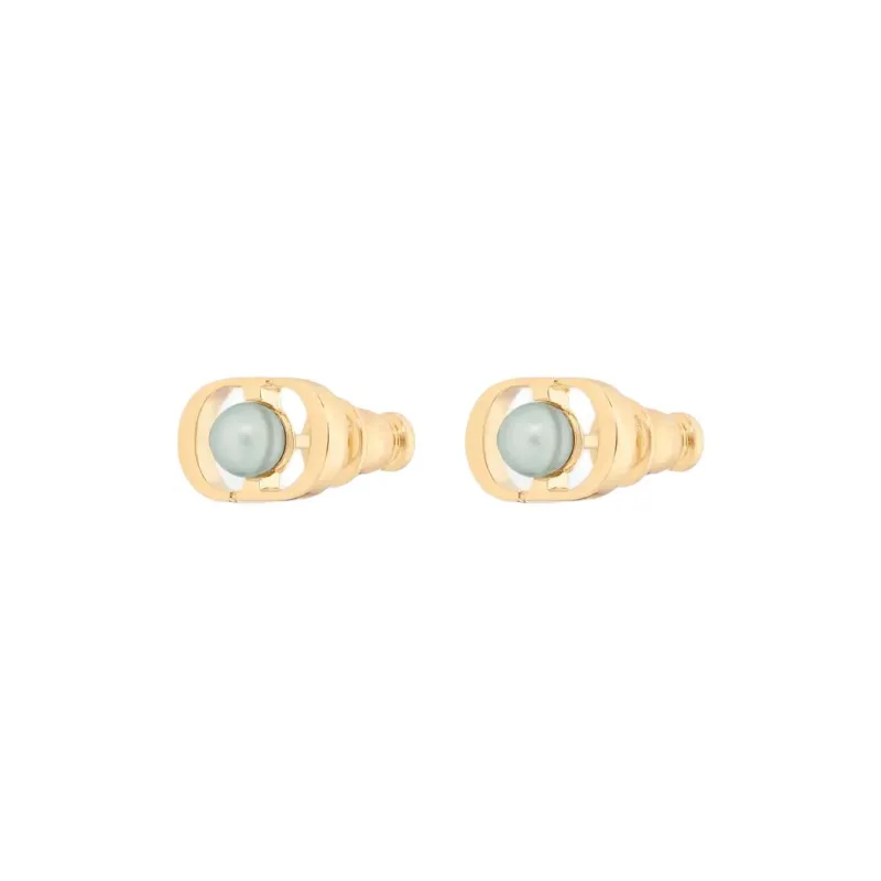 DIOR Resin, Metal Stud Earrings Women's Green-0