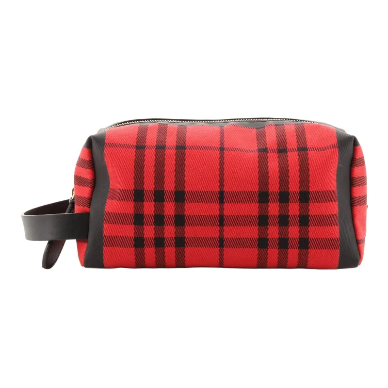 Burberry Canvas Canvas Bag Clutch Makeup Bag Women's Red-0