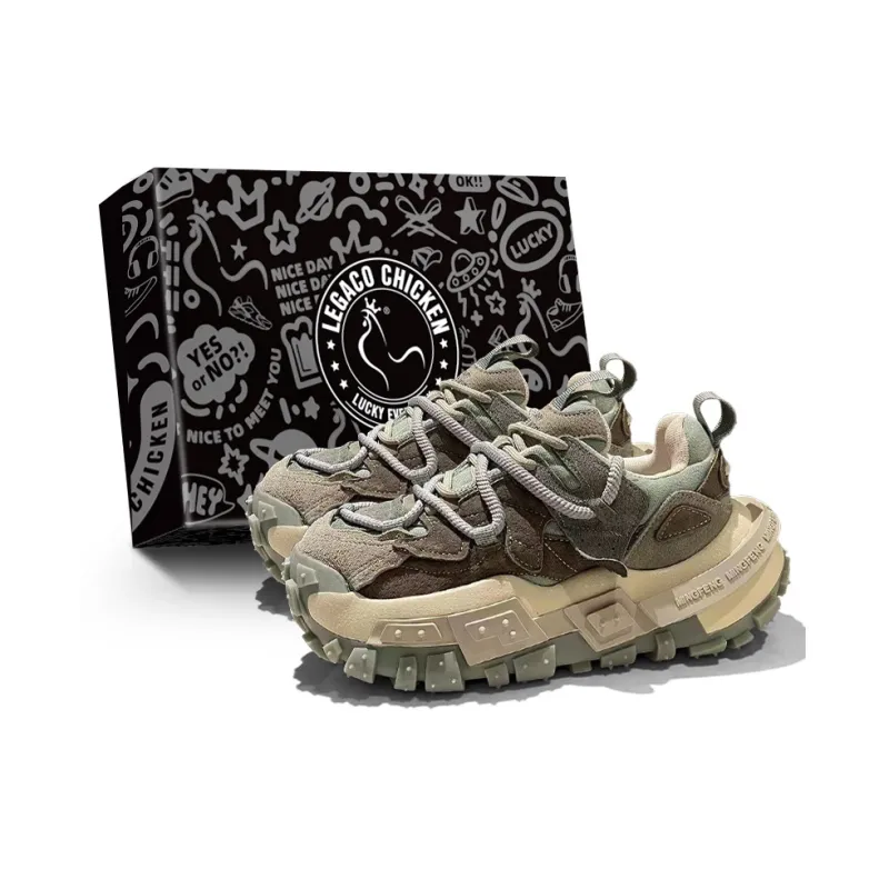 Legaco Chicken Cushioning, Slip Resistant, Abrasion Resistant, Height Increasing Low Top Chunky Sneakers Men's-4