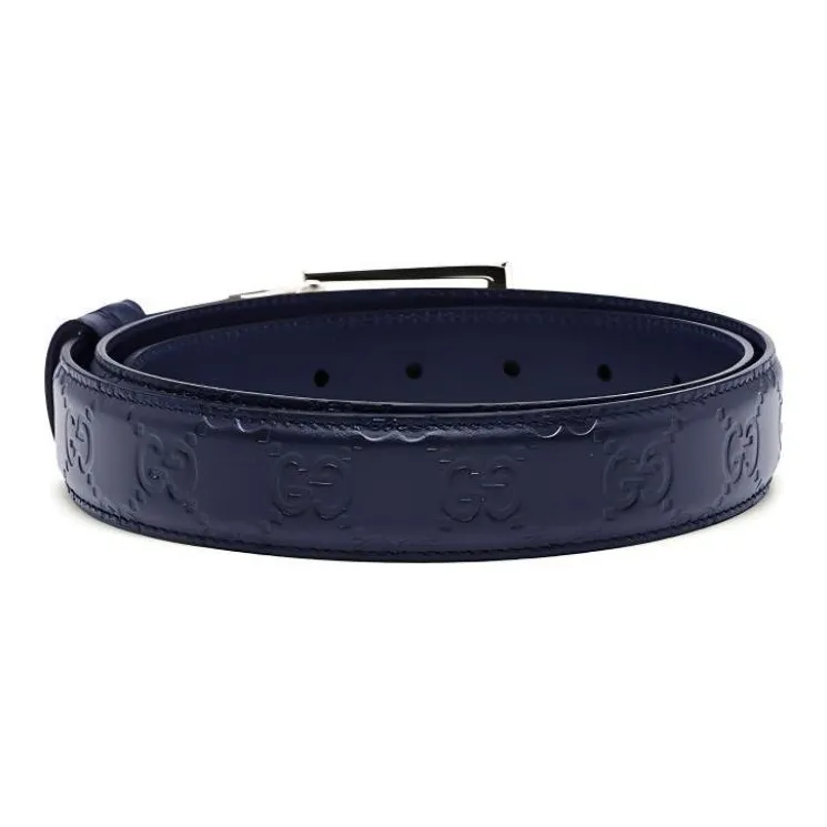 GUCCI Leather Belts Men Dark Blue-2