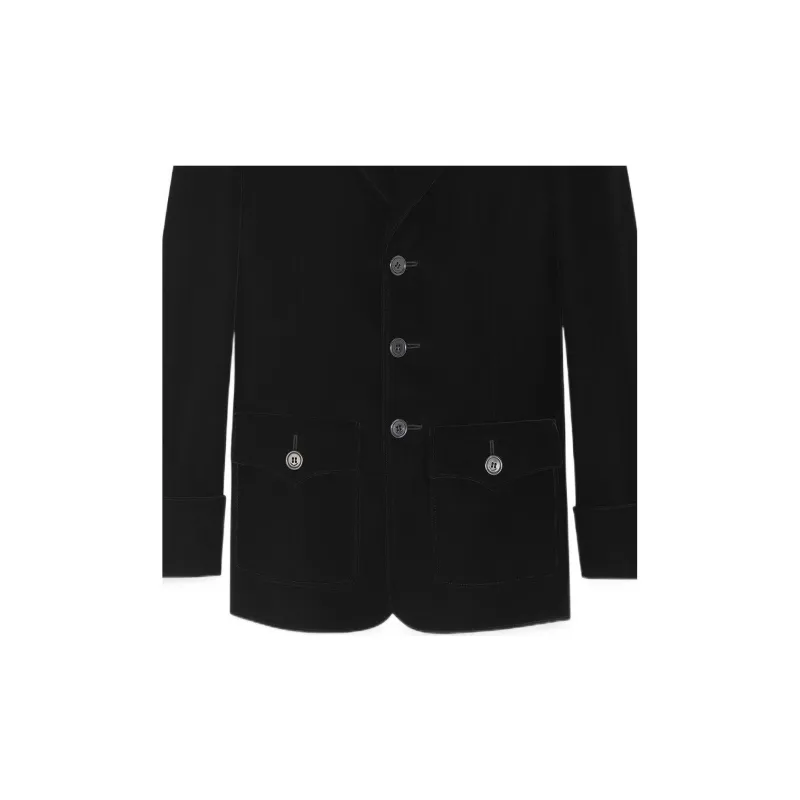 SAINT LAURENT Single-Breasted Tailored Velvet Jacket-5