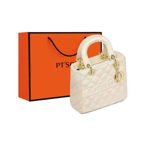 PT'SON Cow Leather Crossbody One Shoulder Handbag Regular Women's White/Black