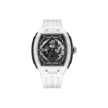 FAIRWHALE Automatic Mechanical Movement Rubber Strap Watch Men's Watches White Dial