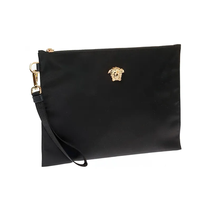 VERSACE Nylon Fabric Clutch Tubas Men's Black-2