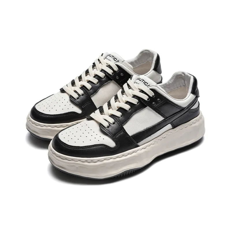 NAUTICA Slip-Resistant Cushioning Wear-Resistant Height Increasing Low-Top Skateboard Shoes Women's White Gray-1