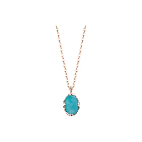 HAESOO.L 925 Sterling Silver Amazonite Necklaces Women's Gold