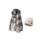 Gray Scarf+Khaki Beanie