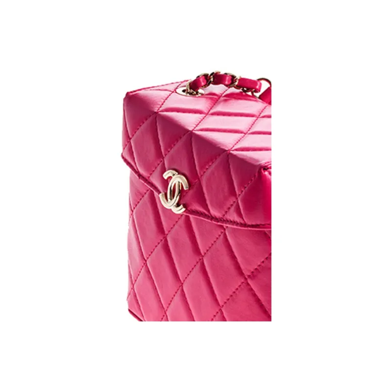 CHANEL Sheepskin Small Box Bag, Shoulder Bag, Crossbody Bag Women's Dark Pink-4