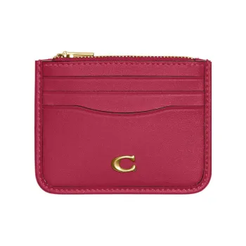 COACH Card Case Calfskin Coin Purses Card Holders Mini Women's Red